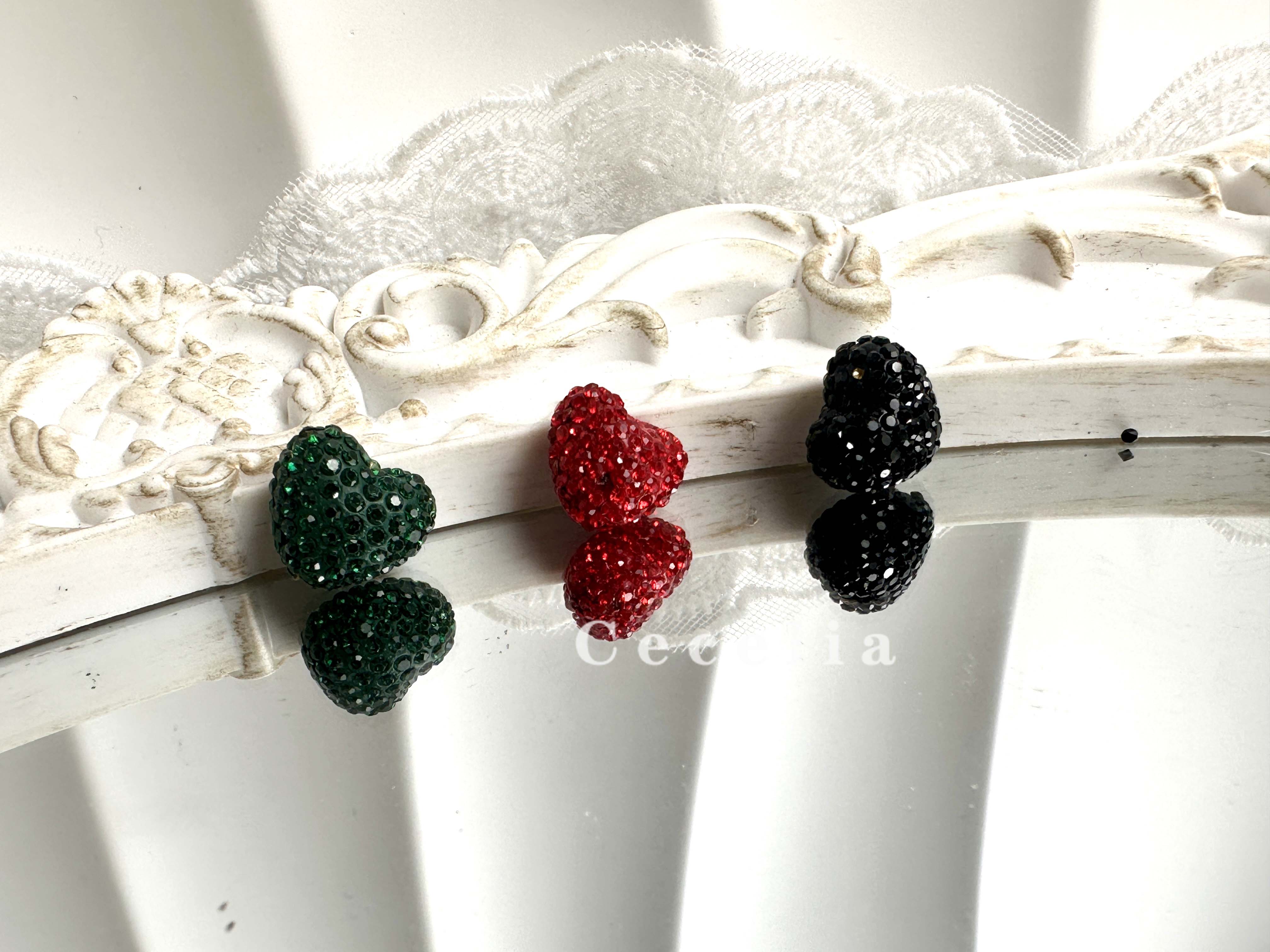 Rhinestone Beads for DIY Pen or DIY Phone Chain Key Chain Bracelet Necklace Heart Beads #RB1612#