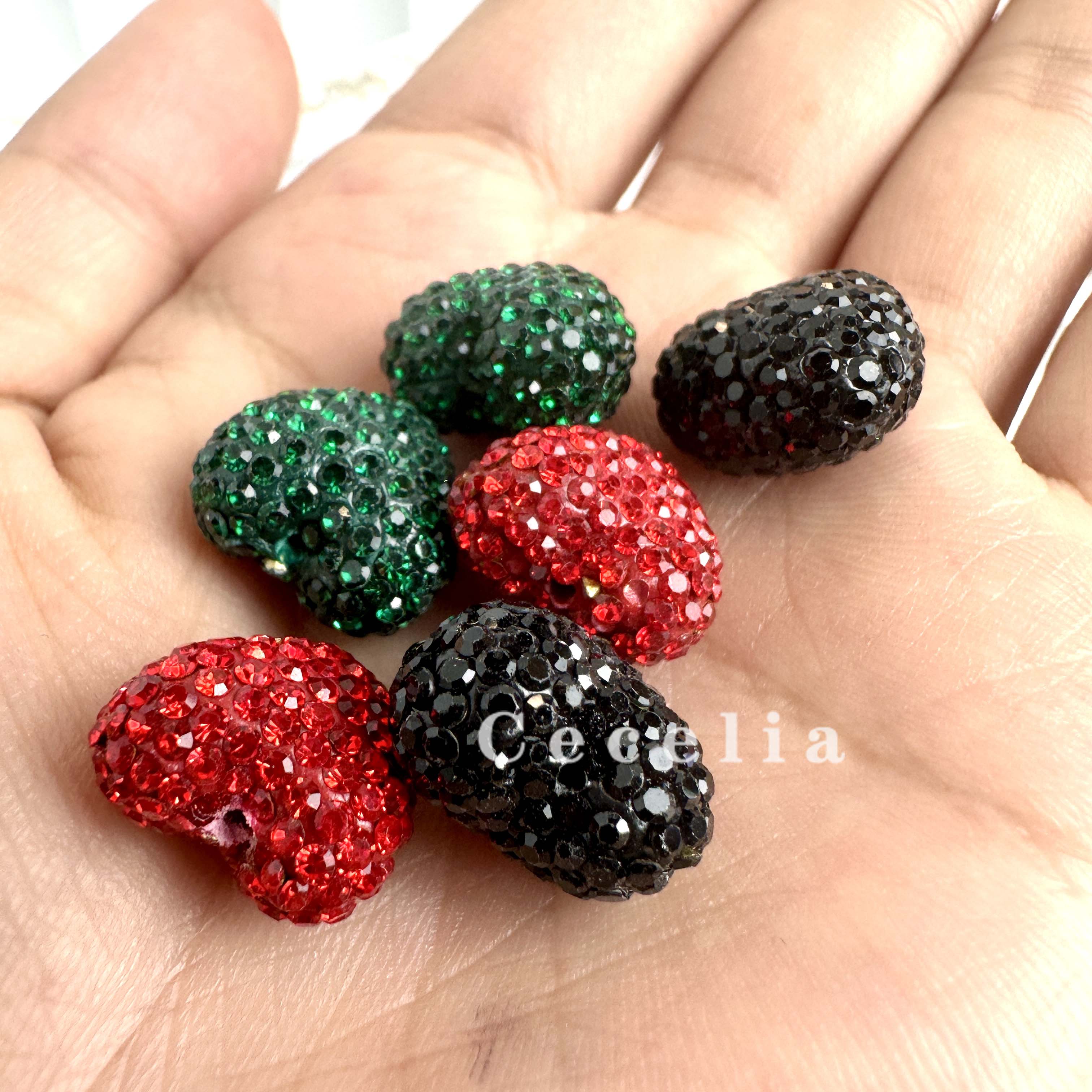 Rhinestone Beads for DIY Pen or DIY Phone Chain Key Chain Bracelet Necklace Heart Beads #RB1612#