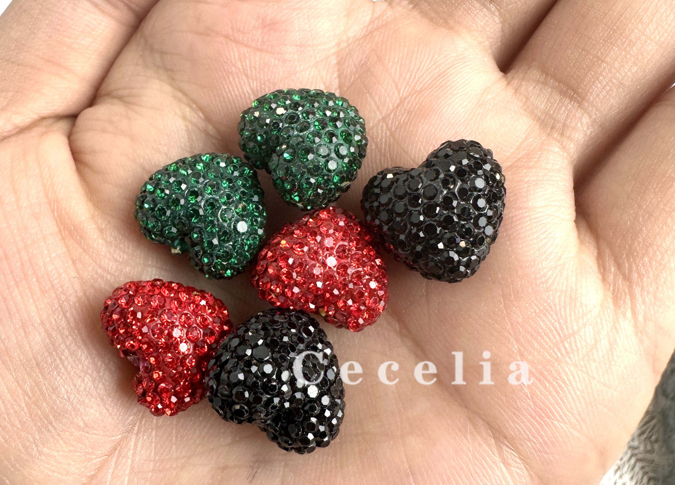 Rhinestone Beads for DIY Pen or DIY Phone Chain Key Chain Bracelet Necklace Heart Beads #RB1612#